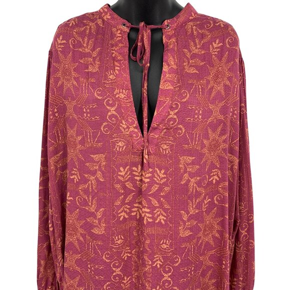 Urban Outfitters Free People Large Women Long Sleeve Boho Tunic Top Blouse New - Picture 3 of 10